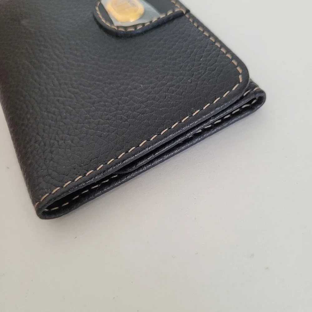 Dunhill Black Pebbled Leather 6 Hook Key Case Gold Tone Hardware Wallet